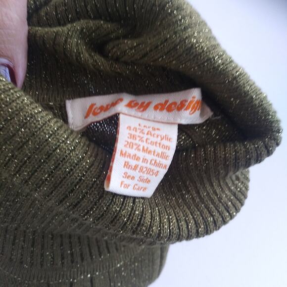 Love By Design Martini Olive Green Turtle Neck Snug Fit Size L - Picture 5 of 6